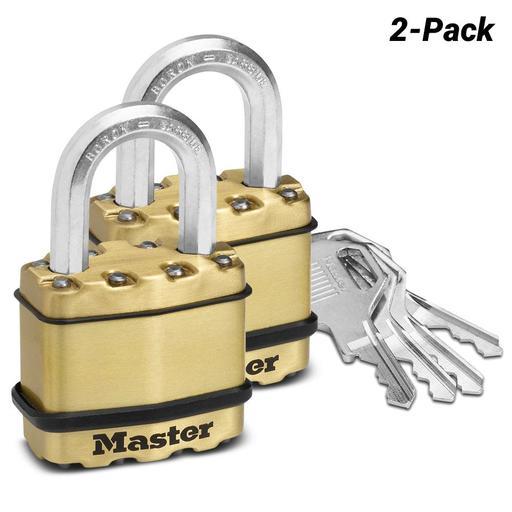 Master Lock M1BTAU 2-Pack 45mm (1-3/4") Excell Brass Covered Laminated Steel Padlock