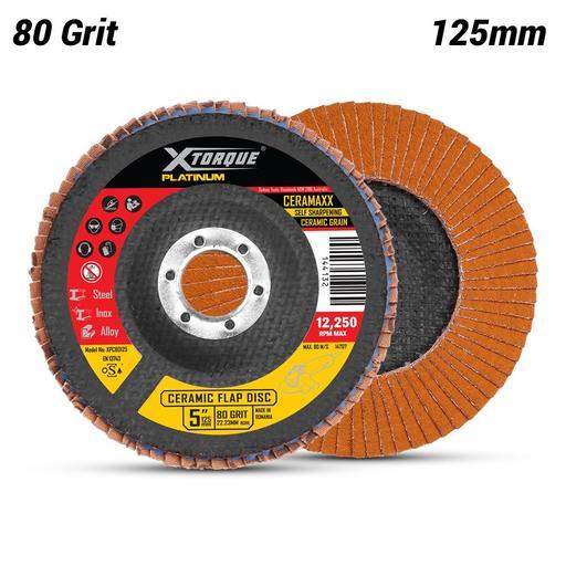 Xtorque XPC80125 Platinum 125MM Premium 80 Grit Ceramic Flap Disc Made In Germany