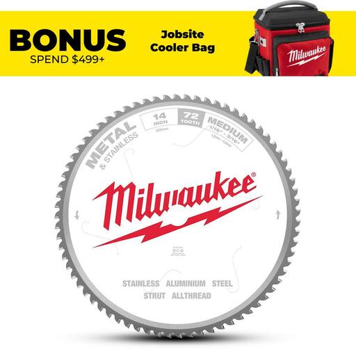 Milwaukee 48408505 355mm (14") 72T Metal & Stainless Steel Wet & Dry Circular Saw Blade