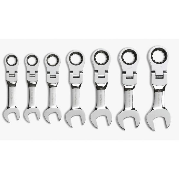 Gearwrench Ratcheting Wrench Set Stubby Flex SAE 7Pc