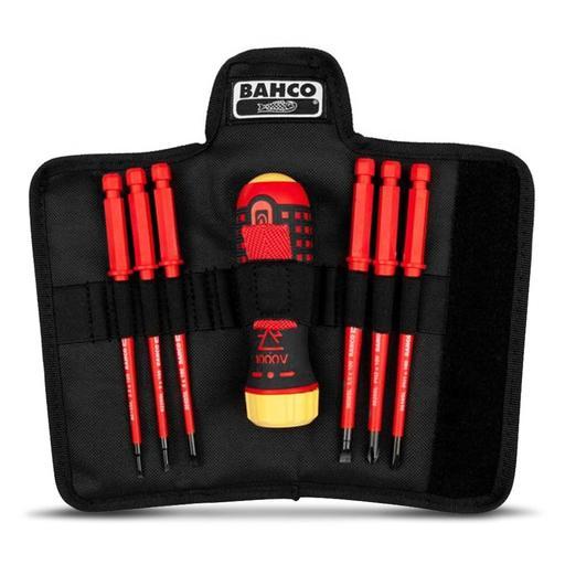 Bahco 808061 7pce 1000V 48-Tooth Ratcheting Screwdriver with Interchangeable Blades Set