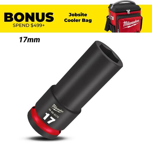 Milwaukee 49666278 1/2" Drive 17mm Metric Shockwave 6 Point Deep Impact Socket