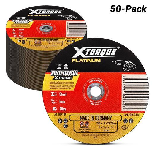 Xtorque XPFI230-50 Platinum 50-Pack 230mm (9") 1.9mm Flat Center Platinum Inox Cutting Disc - MADE IN GERMANY