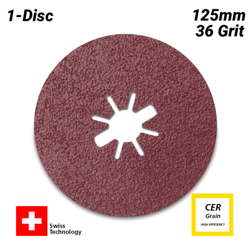 Sia Abrasives 4581 (F03E007TA6) 125mm x 22mm P36 X-Lock Ceramic Fibre Disc