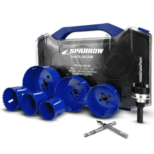 Sparrow SP10HS 10pce Professional Grade Bi-Metal Holesaw Plumbers Kit