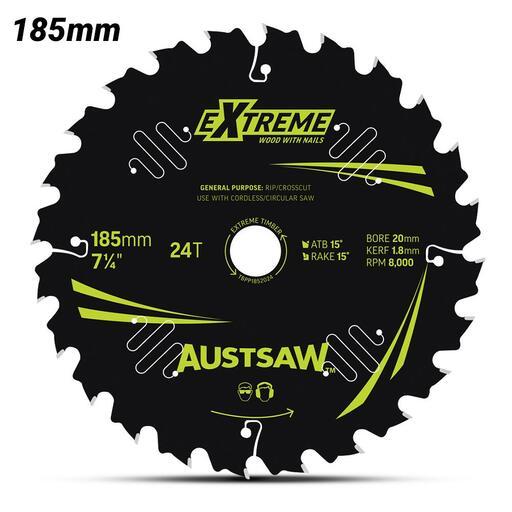 Austsaw TBPP1852024 185mm (7-1/4") 24T Wood With Nails Blade