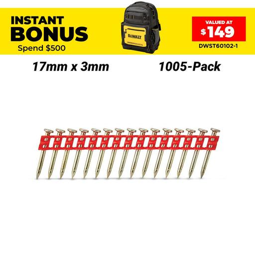 DeWalt DCN8903017 1005-Pack 17mm x 3.0mm Concrete Pins Suit DCN890