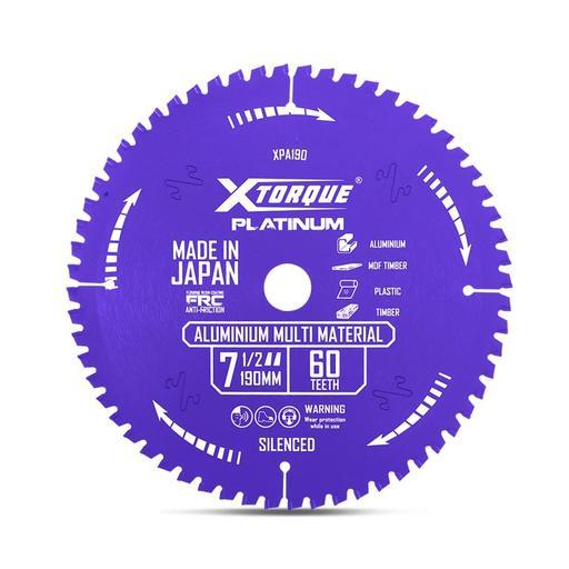 Xtorque XPA190 Platinum 190mm (7-1/2") 60-Teeth Aluminium Multi Material Carbide Tipped Saw Blade- MADE IN JAPAN