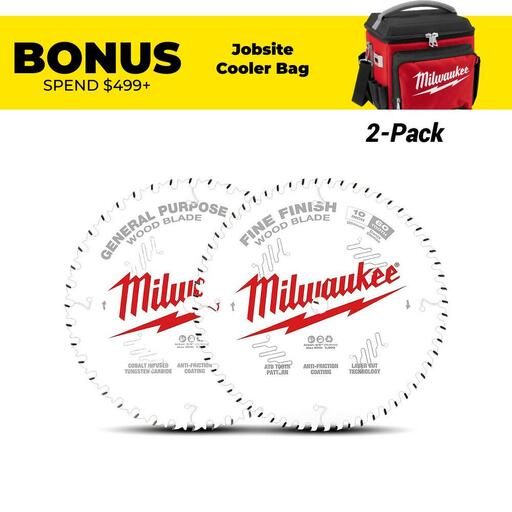 Milwaukee 48408036 2-Pack 254mm (10") 40-Tooth General Purpose & 60-Tooth Fine Finish Saw Blades