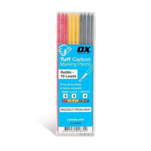 OX Tools OX-P503202 10-Pack Coloured Replacement Leads (Red/Yellow/Graphite) suits OX-P503201