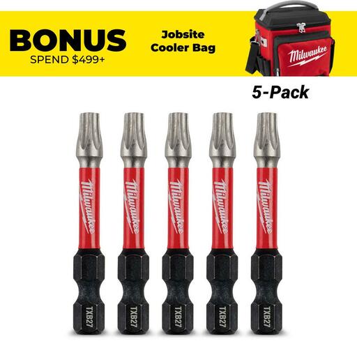 Milwaukee 48324697 5-Pack 50mm (2") TXB027 SHOCKWAVE Power Bit Security Torx
