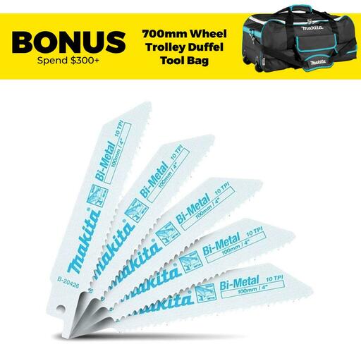 Makita B-20426 5-Pack 100mm 10TPI Bi-Metal Universal Reciprocating Blades for Multi Material