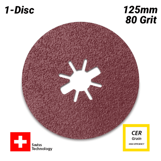 Sia Abrasives F03E007TA5 125mm x 22mm X-Lock P80 Ceramic Fibre Disc