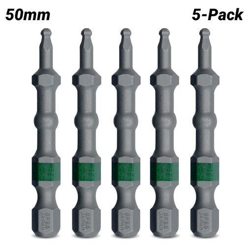 Xtorque XBP25HX50 5-Pack HEX 2.5 Ball Point 50mm Driver Bit Set