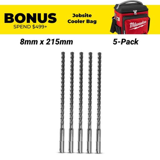 Milwaukee 4932478534 5-Pack 8mm x 215mm SDS Plus 4 Cutter