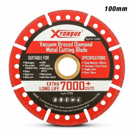Xtorque XVBM100 100mm x 22.23mm x 1.2mm Vacuum Brazed Diamond Metal Cutting Blade