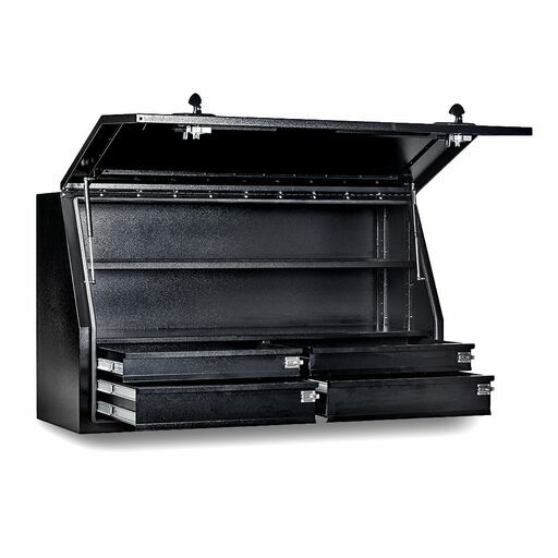 Daytona DSF1360B 1.5mm 1360mm x 550mm x 800mm Full Lid Black Steel Ute Box With Built-In Drawers