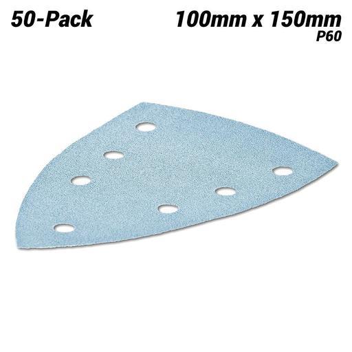 Festool STF DELTA/7 P60 GR/50x (497136) 50-Pack 100mm x 150mm 7 Hole P60 Grit Granat Abrasive Delta Sheets
