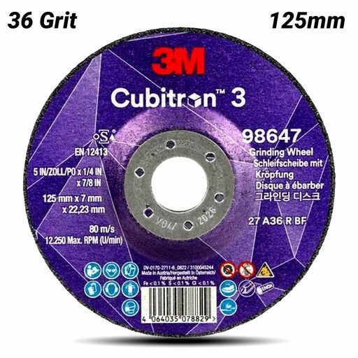 3M XC991967545 125mm x 7mm x 22mm 36 Grit Cubitron III Grinding Wheel