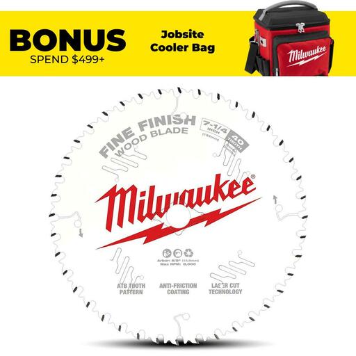 Milwaukee 48408726 184mm (7-1/4") 40-Tooth Fine Finish Wood Circular Saw Blade