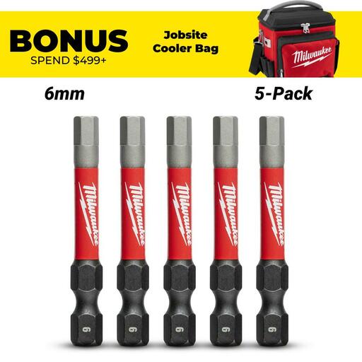 Milwaukee 48324690 5-Pack 6mm 50mm (2") SHOCKWAVE Hex Power Bits