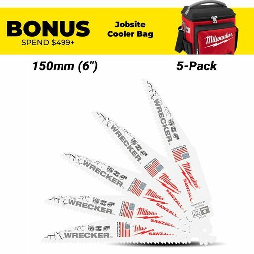 Milwaukee 48005701 5-Pack SAWZALL The Wrecker 150mm (6") Demolition 7/11TPI Blade