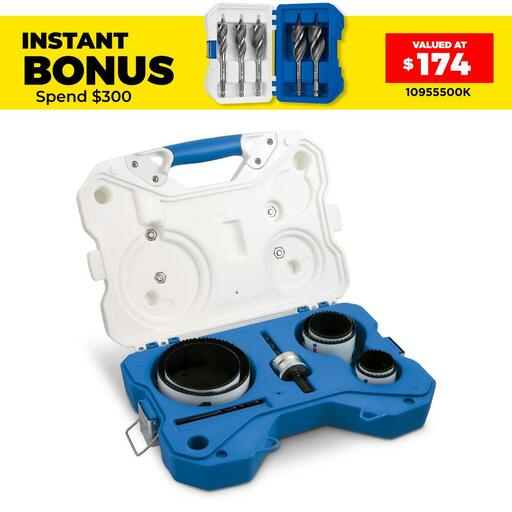 Lenox 30876AUS600P 8pce Speed Slot Bi-Metal Plumbers Hole Saw Kit