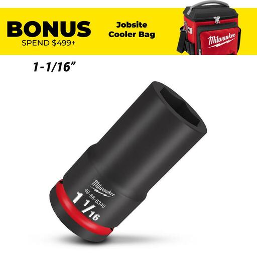 Milwaukee 49666340 3/4" Drive 1-1/16" SAE Shockwave Deep 6 Point Impact Socket