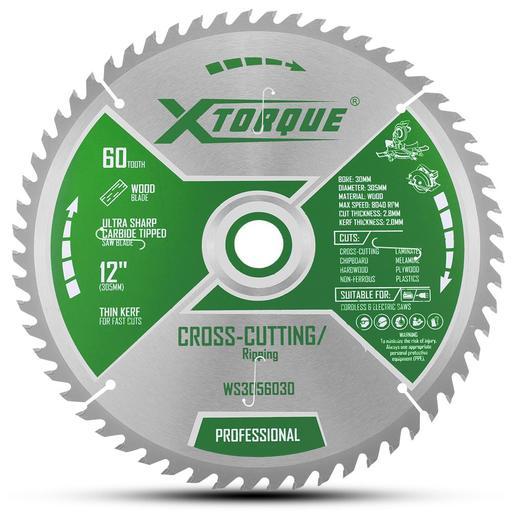 Xtorque WS3056030 305mm (12") 60-Tooth Cross-Cutting/ Ripping Carbide Tipped Saw Blade
