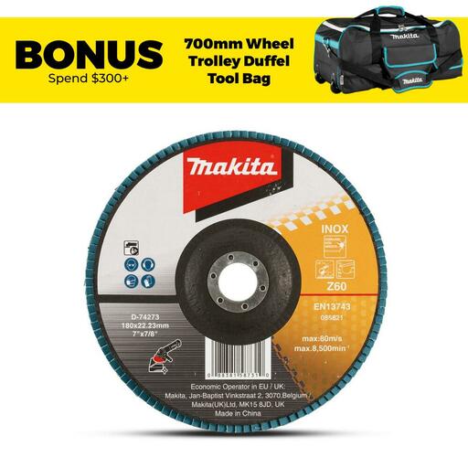 Makita D-74273 180mm Eco Flap Disc 60# - Zirconia Flat