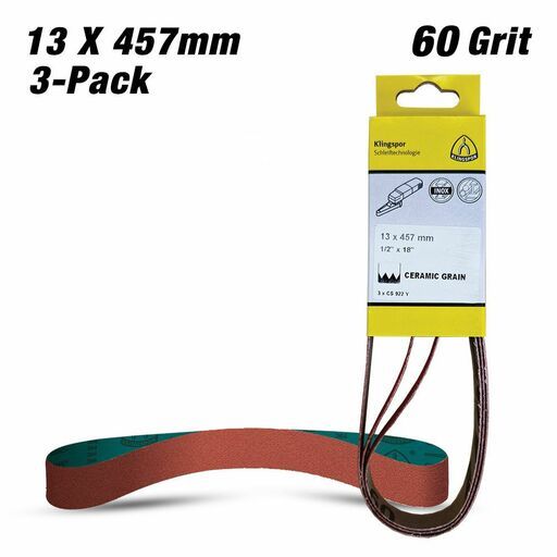 Klingspor 710199 3-Pack 13 X 457mm 60 Grit Ceramic Abrasive Belt