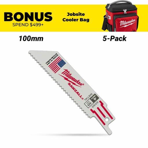 Milwaukee 48005090 5-Pack 100mm 3-15/16" 10TPI Thin Kerf Metal SAWZALL Blades
