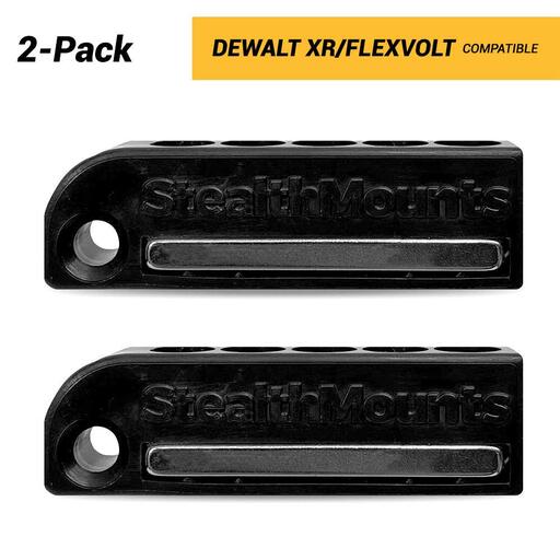 StealthMounts BH-DW-BLK-2 Dewalt XR & FlexvVolt 2-Pack Magnetic Black Drill Bit Holders