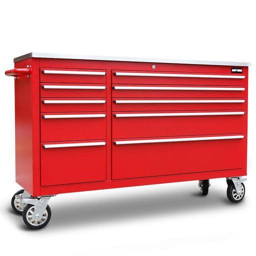 Daytona DRB56 56" 10 Drawer Stainless Top Workbench Trolley - Red