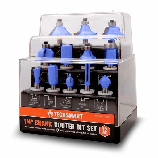 Techsmart TRBS12 12pce 1/4" Shank Router Bit Set