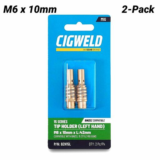 Cigweld BZH15L 2-Pack M6 x 10mm x L:42mm 15 Series Tip Holder - Left Hand