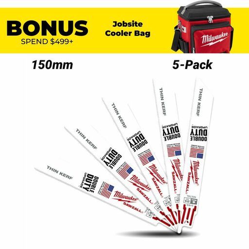 Milwaukee 48005186 5-Pack SAWZALL Thin Kerf 150mm (6") 24TPI Blade