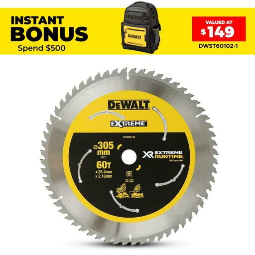DeWalt DT99595-QZ 305mm (12") 60T Extreme Circular Saw Blade