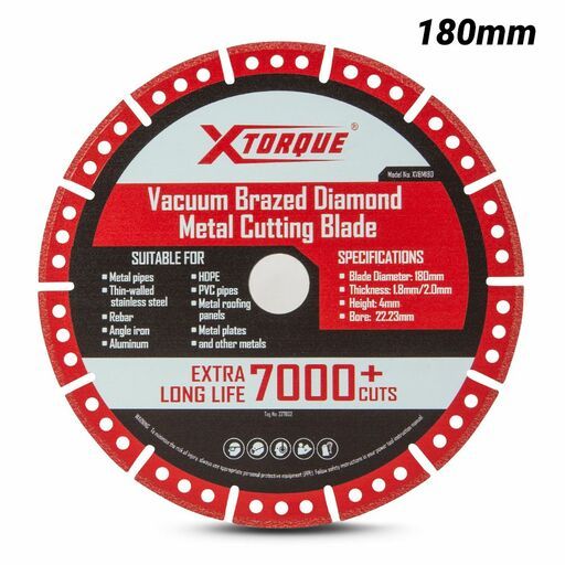 Xtorque XVBM180 180mm x 22.23mm x 1.4mm Vacuum Brazed Diamond Metal Cutting Blade