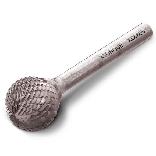Xtorque XD0605 6mm x 5mm 1/4" Shank Tungsten Carbide Ball Head Double Cut Burr