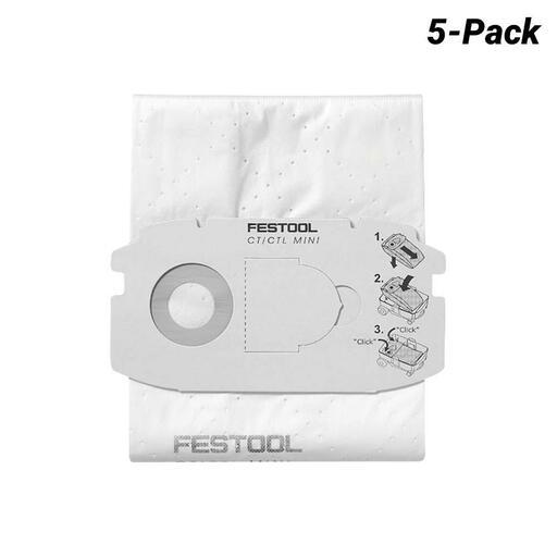 Festool SC FIS for CT MINI/5x (498410) 5-Pack Replacement SelfClean Filter Bags Suits CT MINI