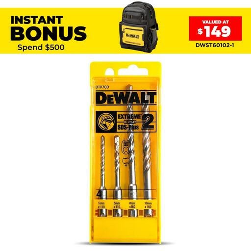 DeWalt DT9700-QZ 4pce SDS Plus Extreme-2 Drill Bit Set