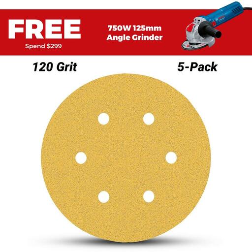 Bosch 2.608.900.817 EXPERT 5-Pack 150mm (6”) 120 Grit C470 Sandpaper Sanding Disc