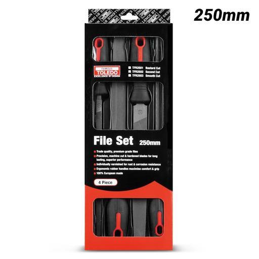 Toledo TFR2502 4pce 250mm Engineers' Second Cut File Set