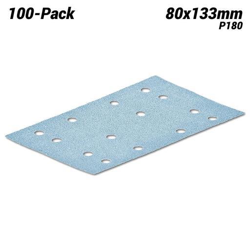 Festool 497122 (STF 80 x 133 P180 GR/100x) 100-Pack 80mm x 133mm 14 Hole P180 Grit Granat Abrasive Sheets