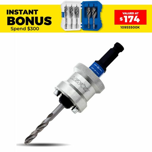 Lenox LXAH9912PBM 1/2" 2L SNAP-BACK Quick Change Hole Saw Arbor to Suit Holesaws