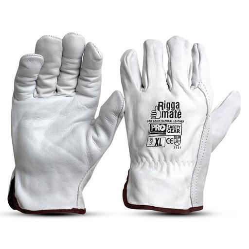 Pro Choice CGL41N-XL Riggamate Grey Cow Grain Natural Leather Gloves (X-LARGE)