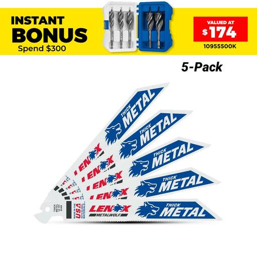 Lenox 20564614R 5pk 200 x 50 x 10mm 6" 14TPI POWER BLAST Bi-Metal Reciprocating Saw Blade