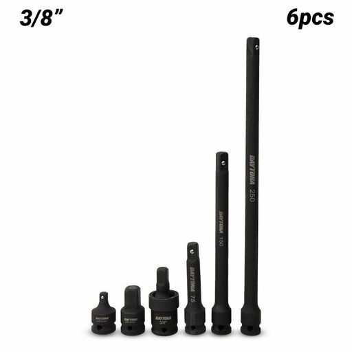 Daytona D6IS38 6pce 3/8"Drive Industrial Impact Extension Bar & Universal Joint Adapter Set