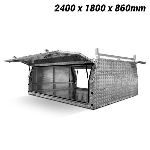 Daytona D24CC2 2400mm x 1800mm x 860mm 2 Door 2.5mm Aluminium Checker Plate Ute Canopy with 3 Roof Racks